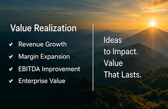 Value realization—turning ideas into measurable growth, margin expansion, EBITDA improvement and enterprise value that lasts
