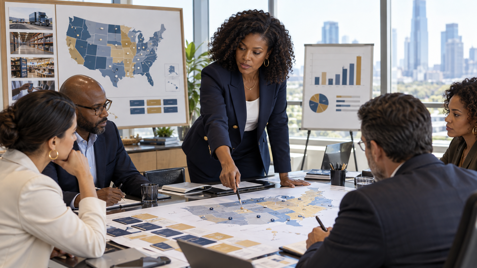 Strategic market analysis discussion with a leadership team